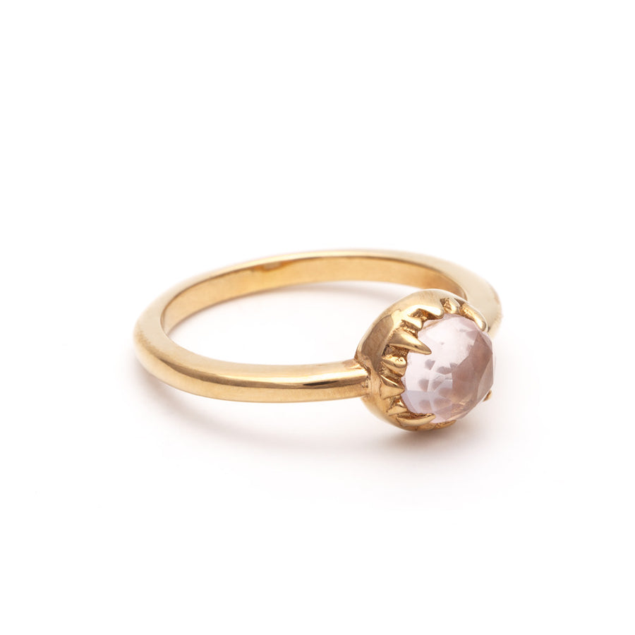 MATRIX HALO RING | 14k GOLD & ROSE QUARTZ - AngelaMonacojewelry