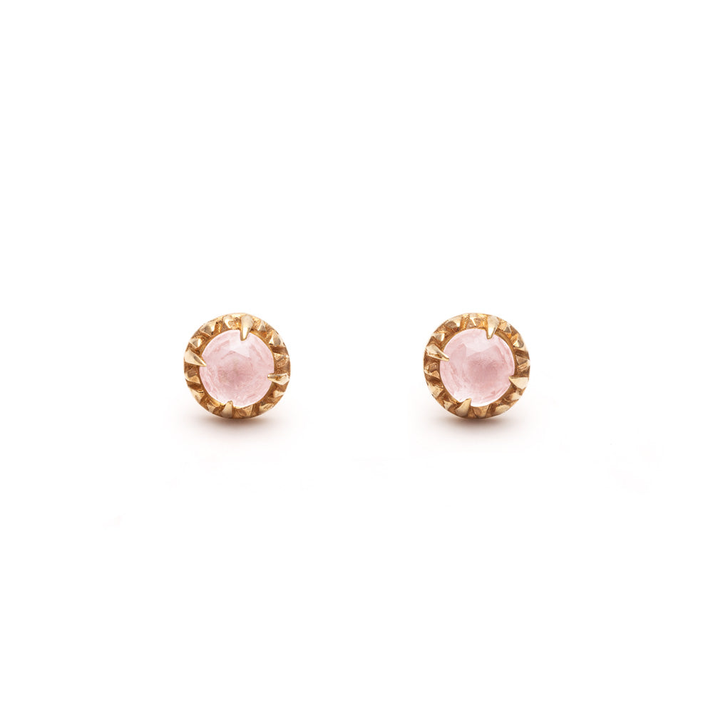MATRIX HALO STUDS | GOLD VERMEIL & ROSE QUARTZ - AngelaMonacojewelry