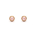 MATRIX HALO STUDS | GOLD VERMEIL & ROSE QUARTZ - AngelaMonacojewelry