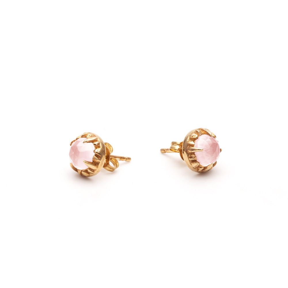 MATRIX HALO STUDS | GOLD VERMEIL & ROSE QUARTZ - AngelaMonacojewelry