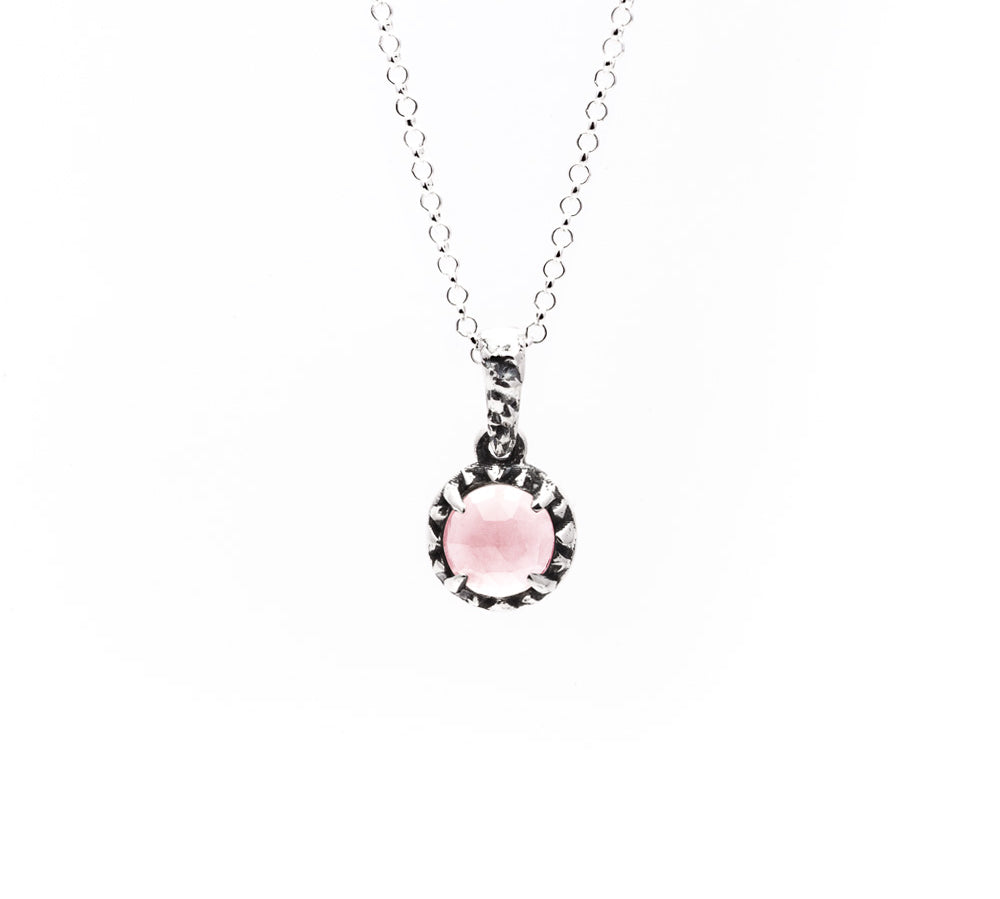 MATRIX HALO NECKLACE | SILVER & ROSE QUARTZ - AngelaMonacojewelry