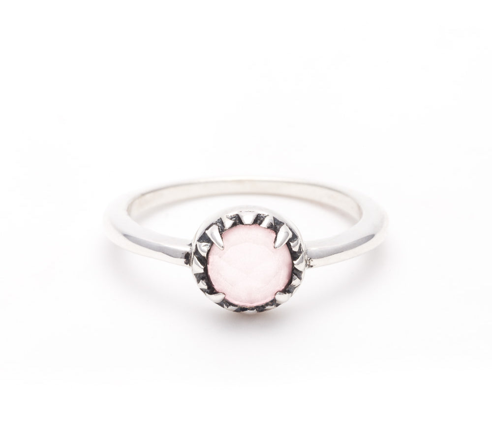 MATRIX HALO RING | SILVER & ROSE QUARTZ - AngelaMonacojewelry
