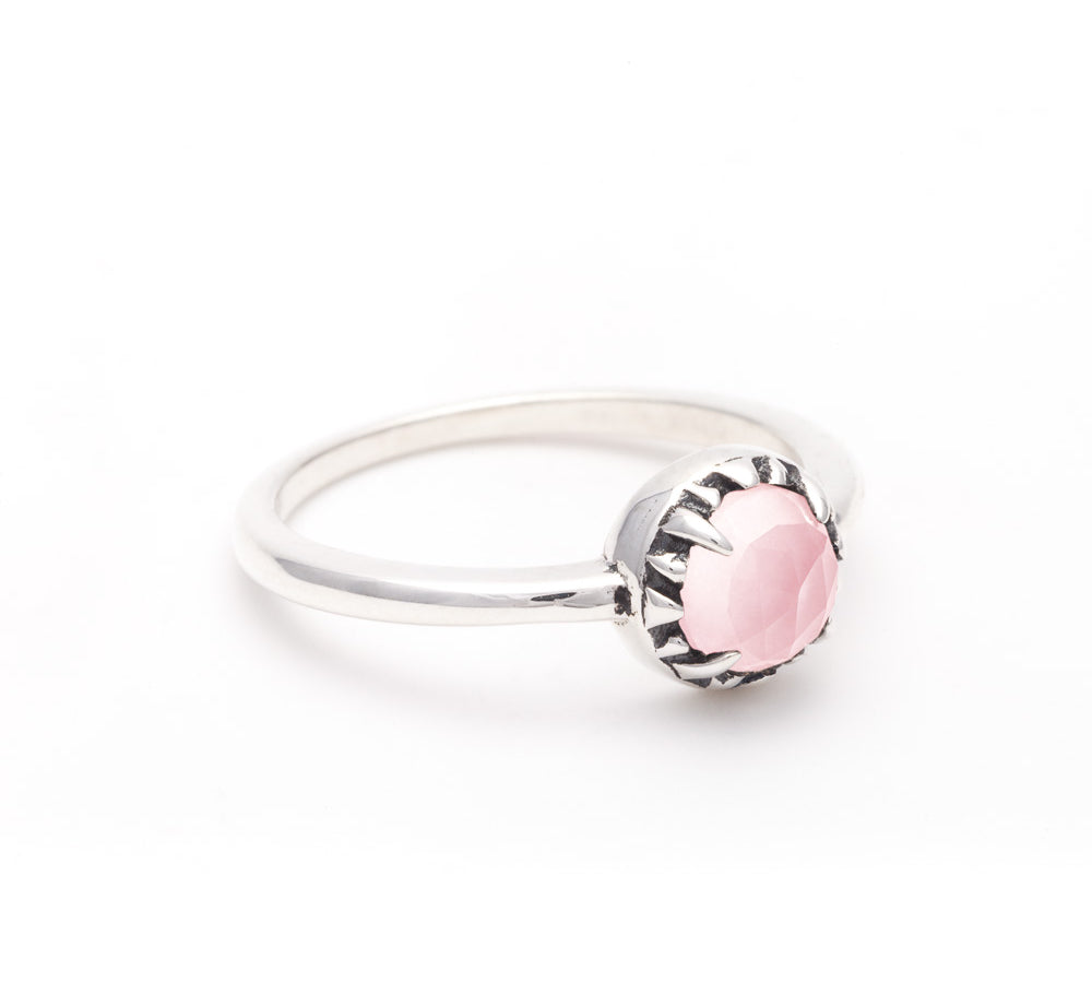 MATRIX HALO RING | SILVER & ROSE QUARTZ - AngelaMonacojewelry