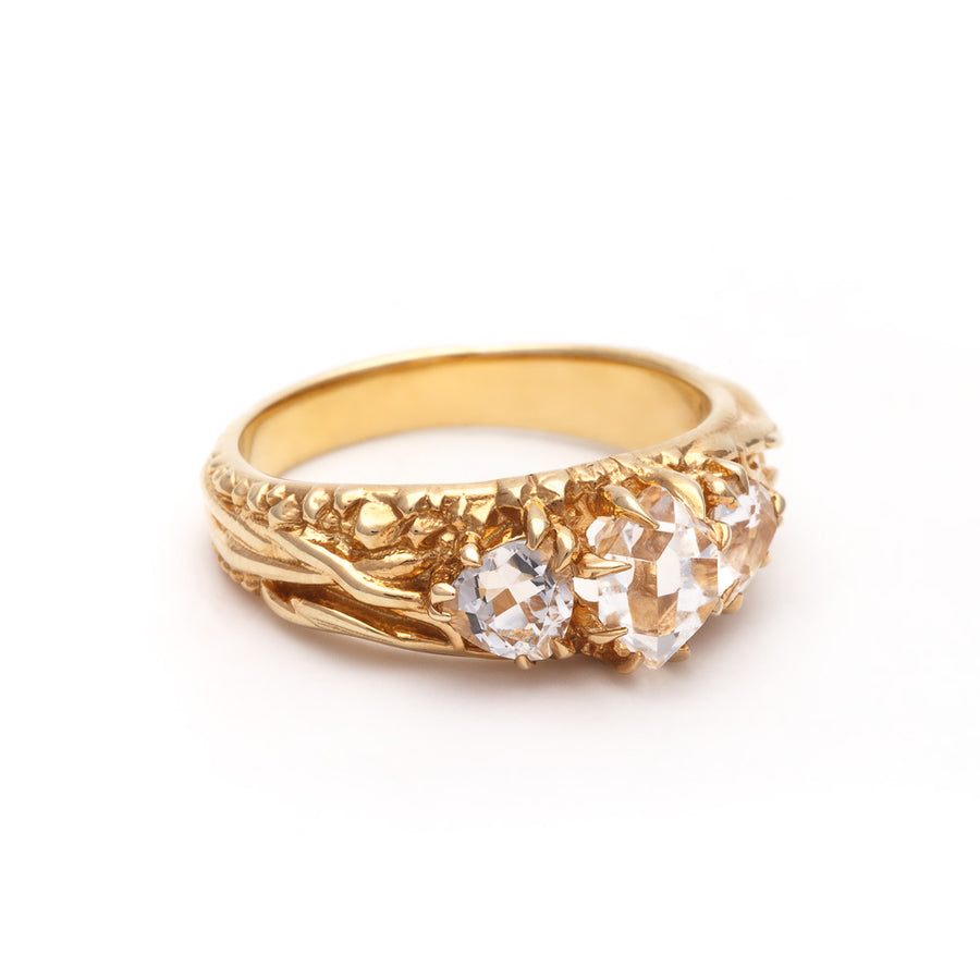 TRI-REALM MATRIX RING | 14k GOLD & HERKIMER - AngelaMonacojewelry