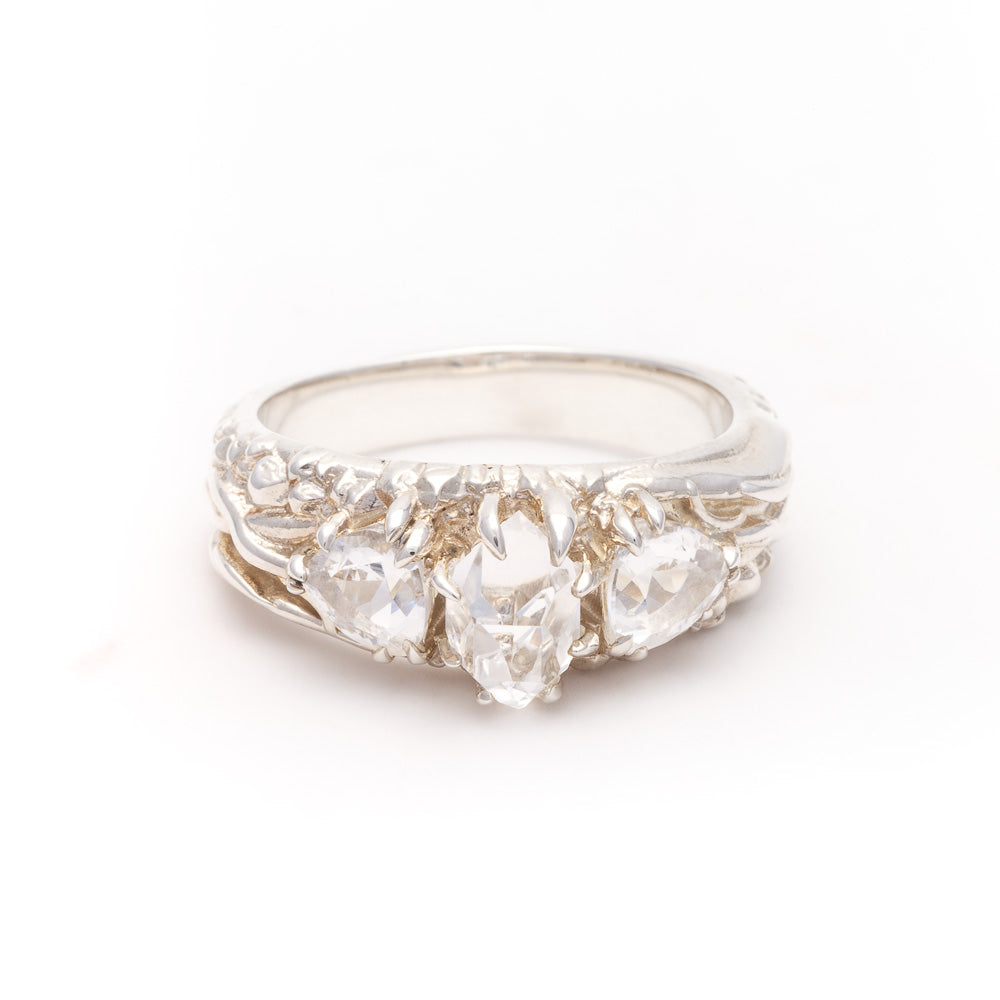 TRI-REALM MATRIX RING | SILVER & HERKIMER - AngelaMonacojewelry