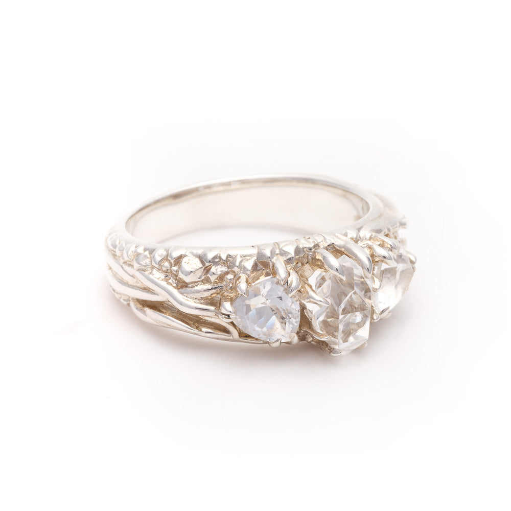 TRI-REALM MATRIX RING | SILVER & HERKIMER - AngelaMonacojewelry