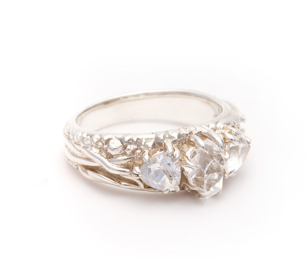 TRI-REALM MATRIX RING | SILVER & HERKIMER - AngelaMonacojewelry