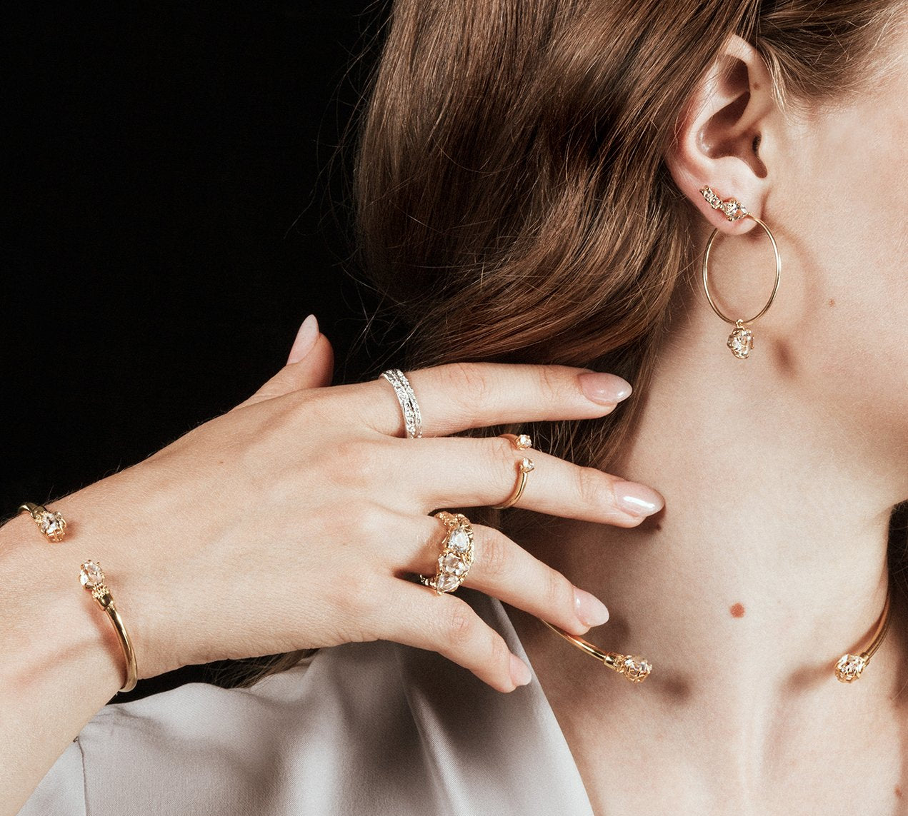 PASSAGE COLLAR | 14k GOLD & HERKIMER - AngelaMonacojewelry