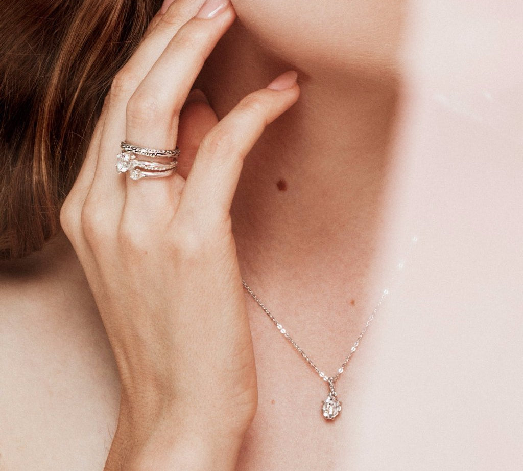 RAW CHARM NECKLACE | 14k GOLD & HERKIMER - AngelaMonacojewelry