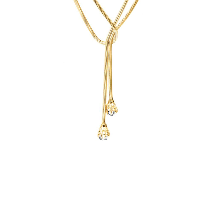 RAW WRAP NECKLACE | 14k GOLD & HERKIMER - AngelaMonacojewelry