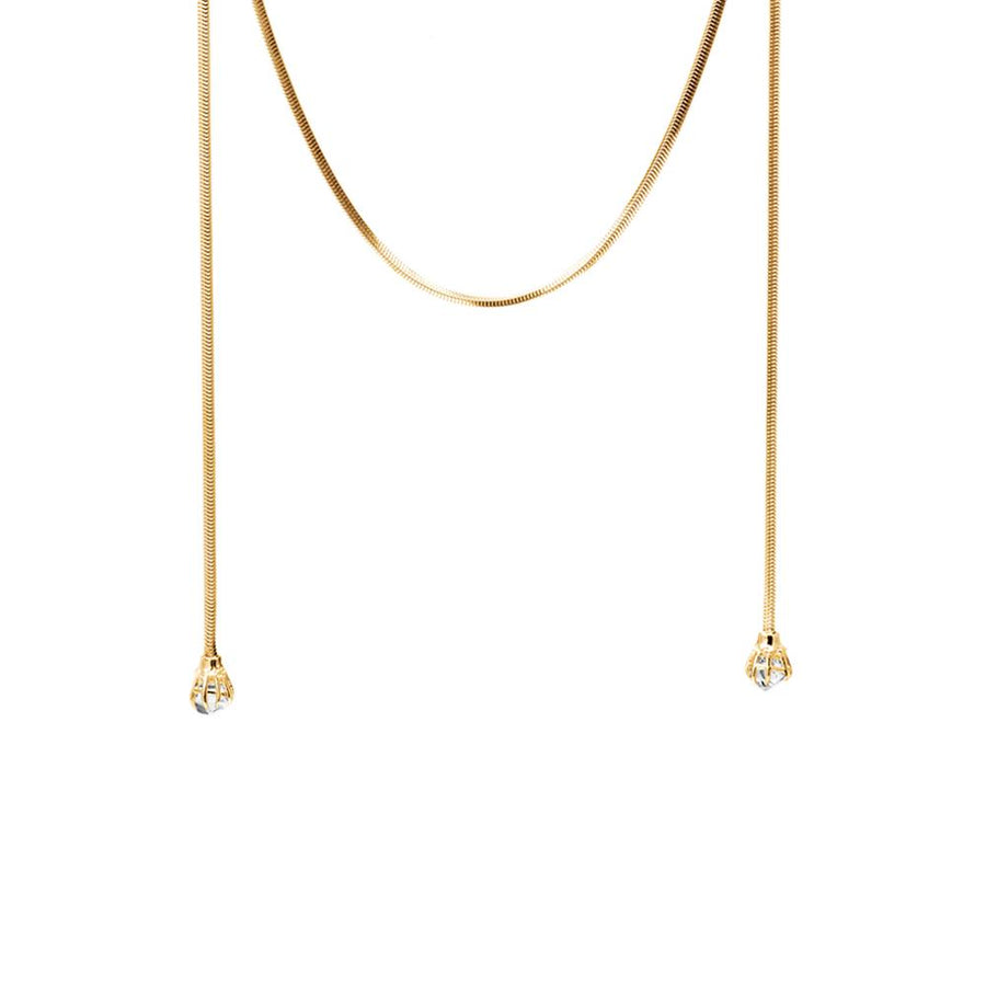 RAW WRAP NECKLACE | 14k GOLD & HERKIMER - AngelaMonacojewelry