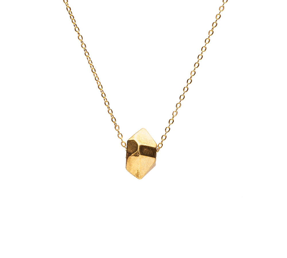 CAST CRYSTAL NECKLACE WITH SLIDING CHARM | GOLD VERMEIL - AngelaMonacojewelry