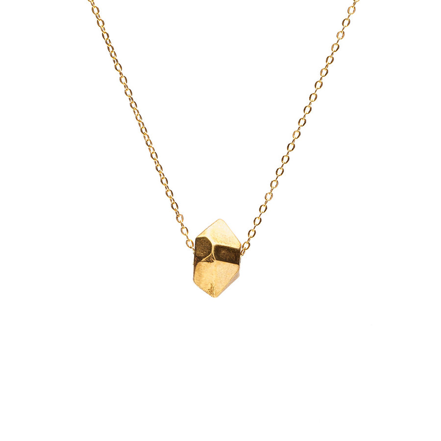 CAST CRYSTAL NECKLACE WITH SLIDING CHARM | GOLD VERMEIL - AngelaMonacojewelry