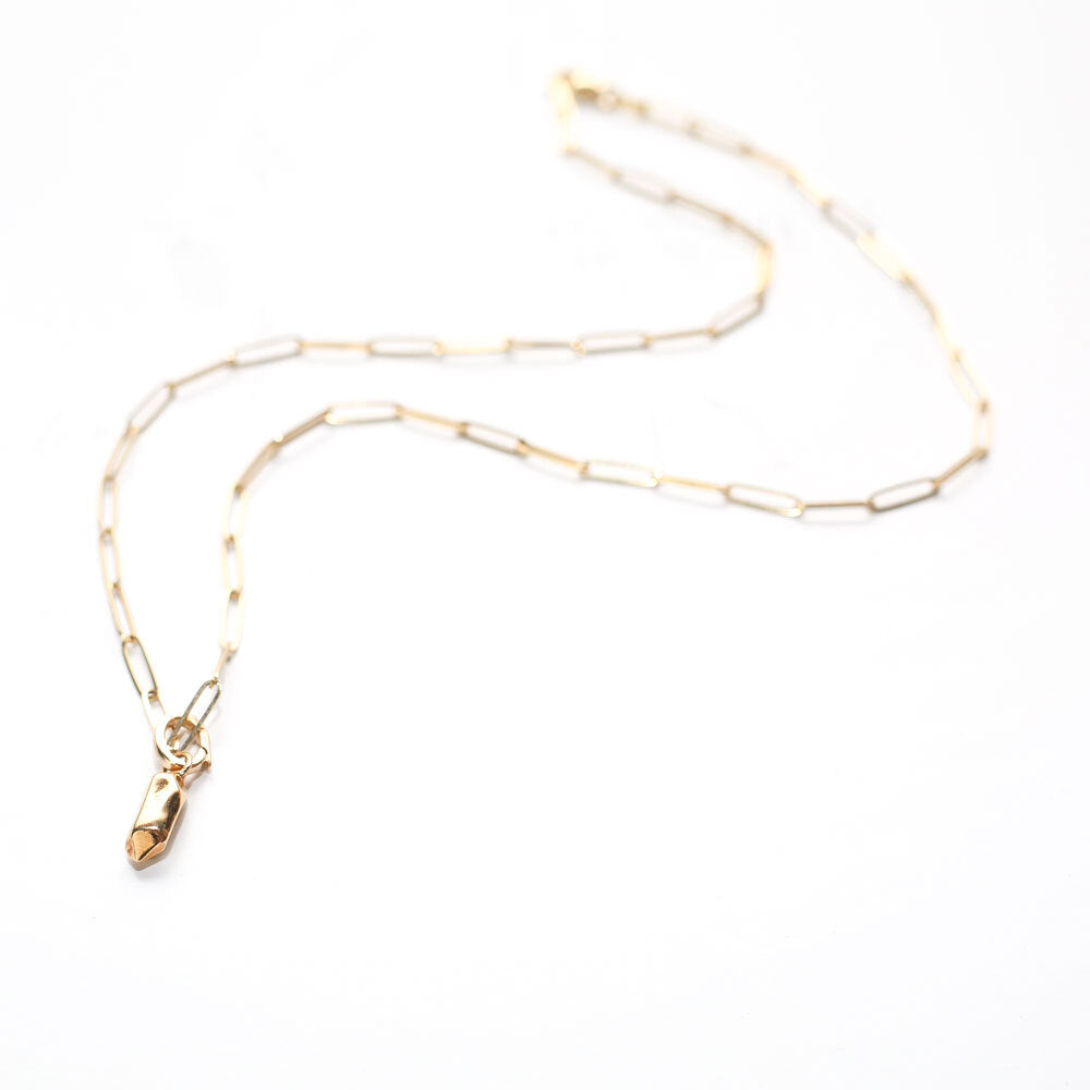  angela monaco jewelry philadelphia jeweler paperclip with chain gold nugget charm 14K yellow gold