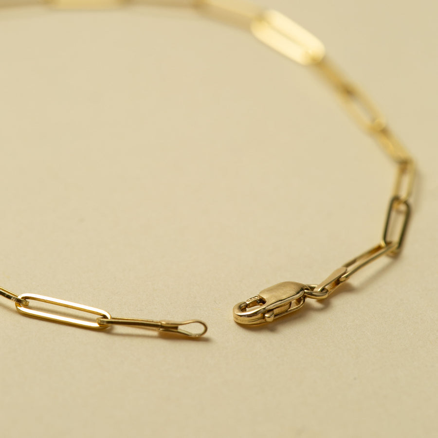 angela monaco jewelry philadelphia jeweler classic paperclip chain bracelet 14K yellow gold