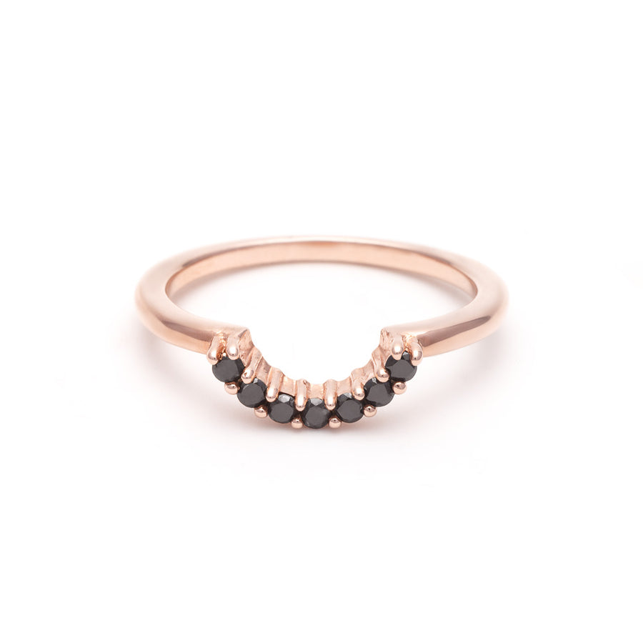 PAVE ARC CONTOUR BAND | ROSE GOLD & BLACK DIAMOND - AngelaMonacojewelry