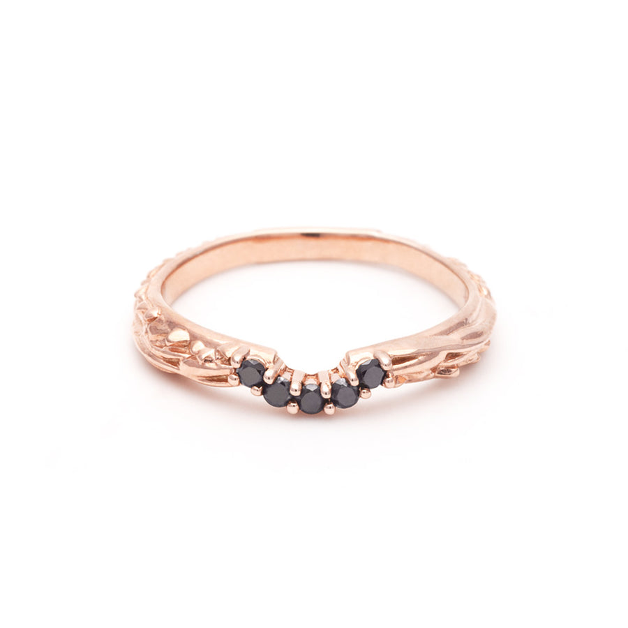PAVE MATRIX CONTOUR BAND | ROSE GOLD & BLACK DIAMOND - AngelaMonacojewelry