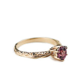 FACETED MATRIX SOLITAIRE ENGAGEMENT RING | 14K GOLD & PINK TOURMALINE