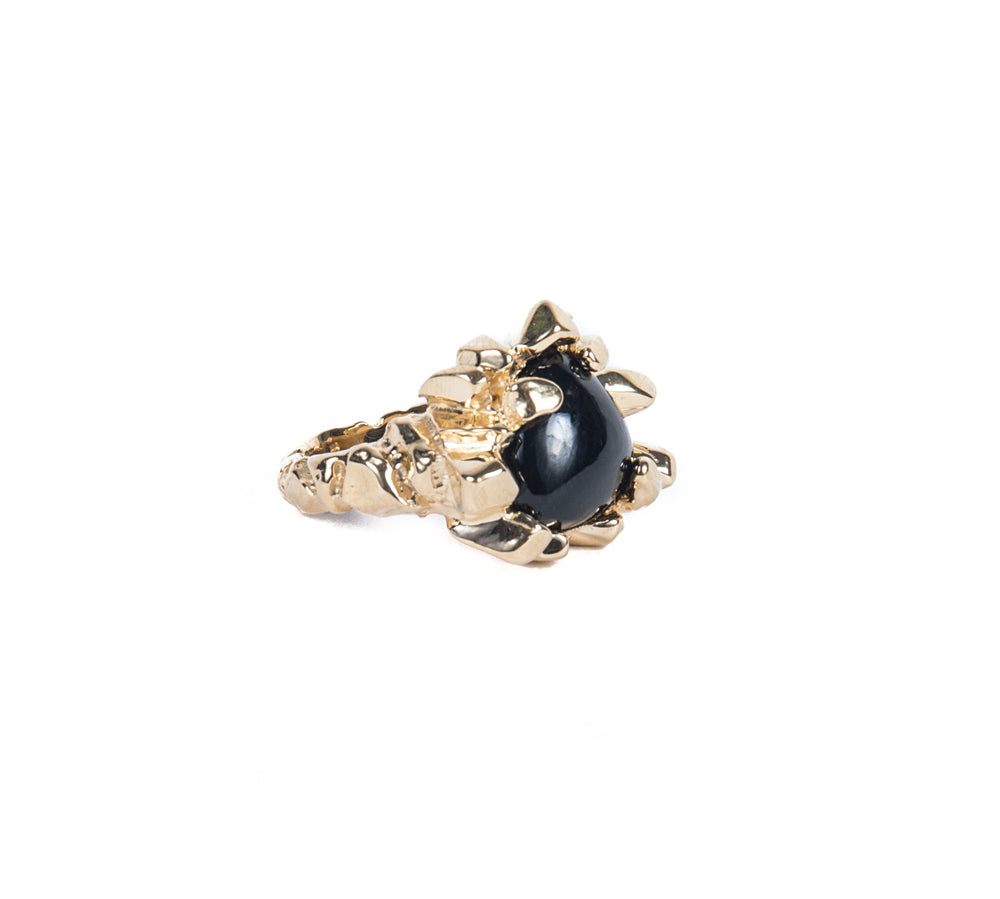 PRIMORDIAL MOUND RING | GOLD VERMEIL & ONYX - AngelaMonacojewelry