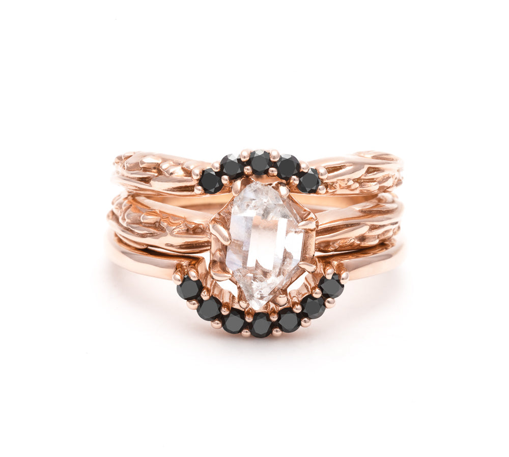 RAW SOLITAIRE UNION (No. 05) | ROSE GOLD & BLACK DIAMOND - AngelaMonacojewelry