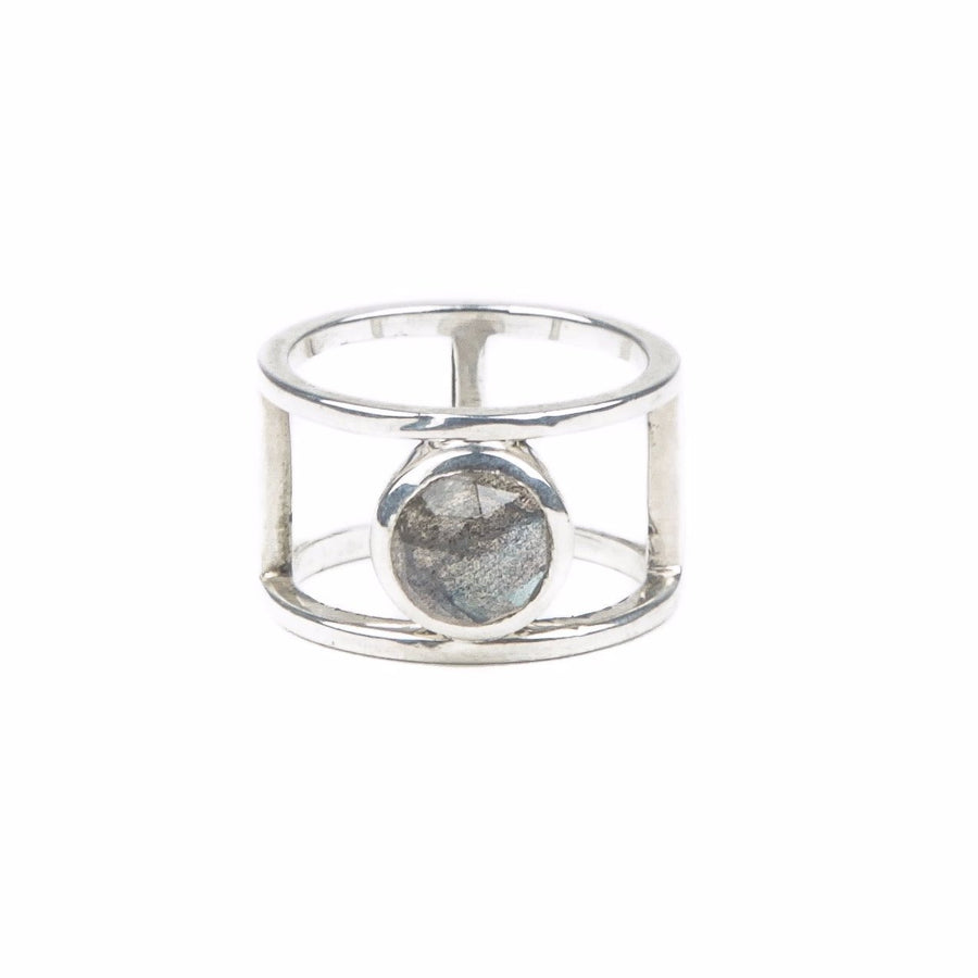 DOUBLE BAND RING | SILVER & LABRADORITE - AngelaMonacojewelry