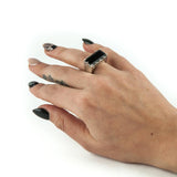 EAST WEST CROWN RING | SILVER & LABRADORITE - AngelaMonacojewelry