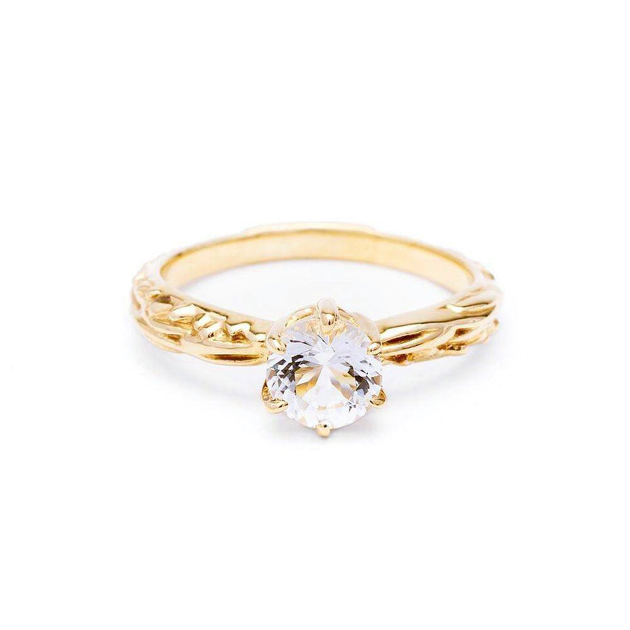 READY TO SHIP | FACETED MATRIX SOLITAIRE RING | GOLD VERMEIL & HERKIMER - AngelaMonacojewelry