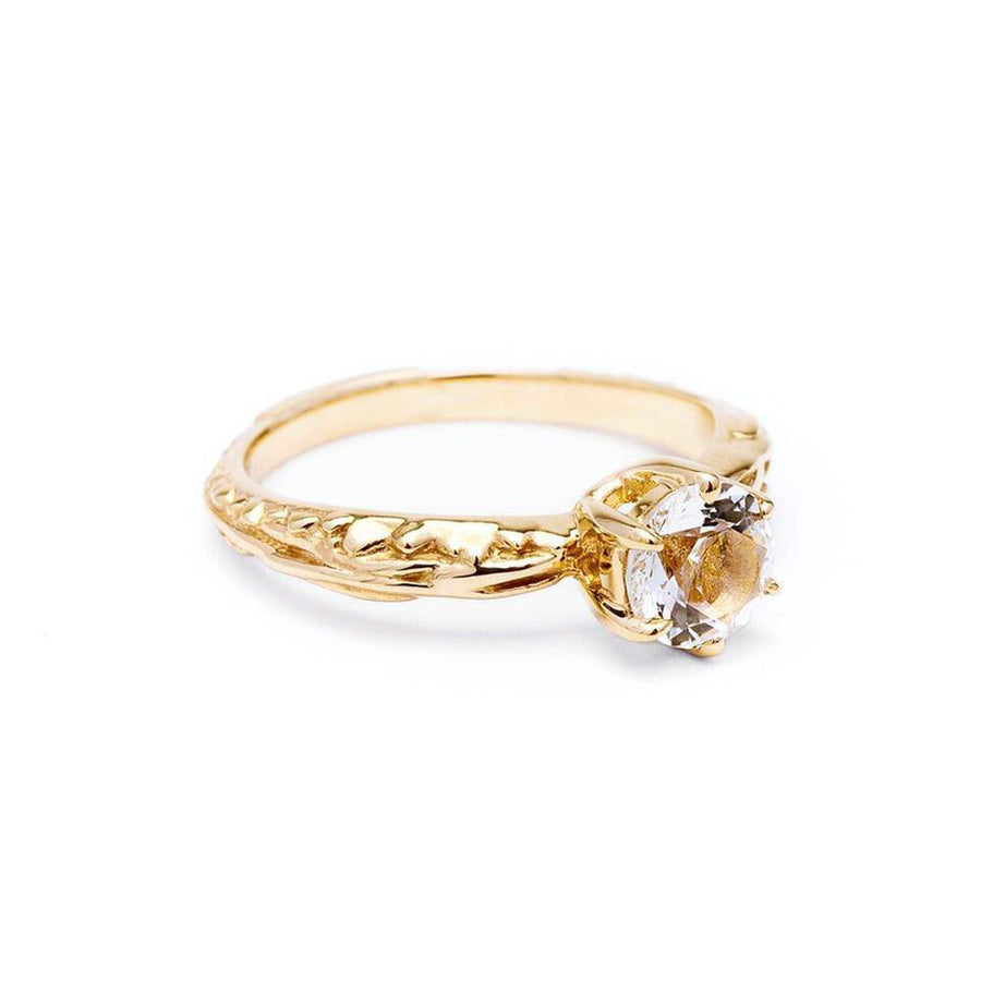 READY TO SHIP | FACETED MATRIX SOLITAIRE RING | GOLD VERMEIL & HERKIMER - AngelaMonacojewelry