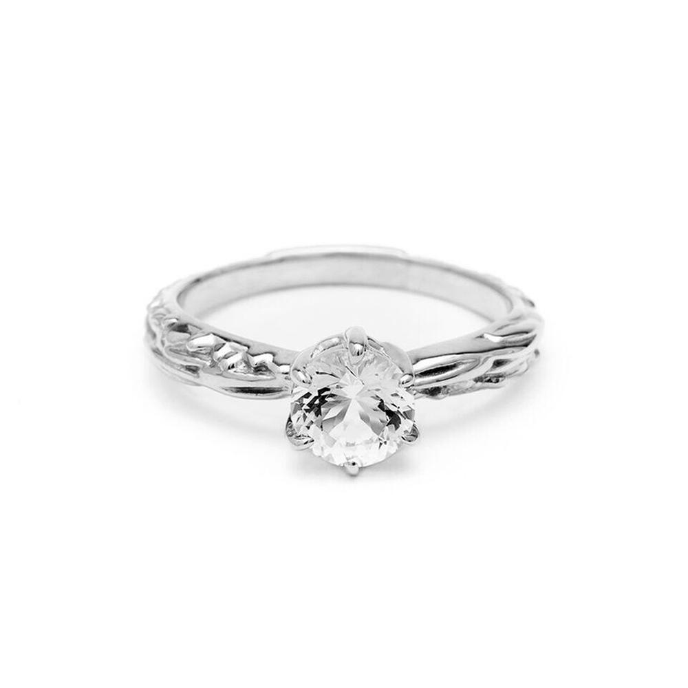 FACETED MATRIX SOLITAIRE RING | STERLING SILVER - AngelaMonacojewelry
