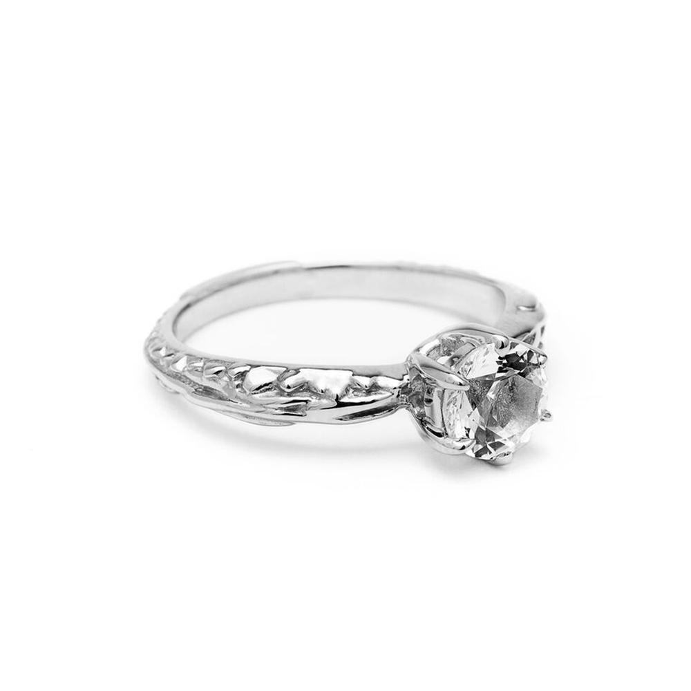FACETED MATRIX SOLITAIRE RING | STERLING SILVER - AngelaMonacojewelry