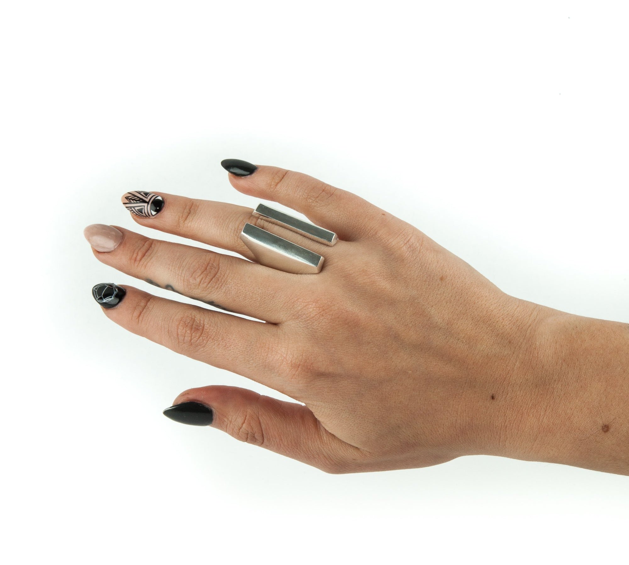 PARALLEL BEAM RING | SILVER - AngelaMonacojewelry