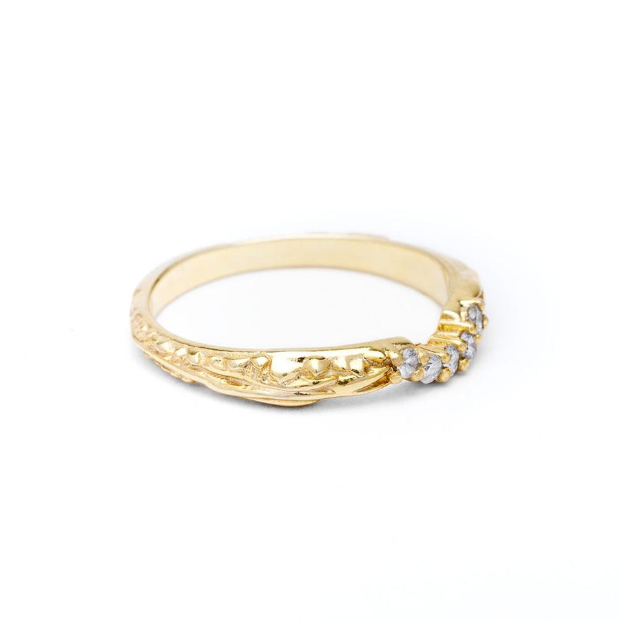 PAVE MATRIX CONTOUR BAND | 14k GOLD & DIAMOND - AngelaMonacojewelry
