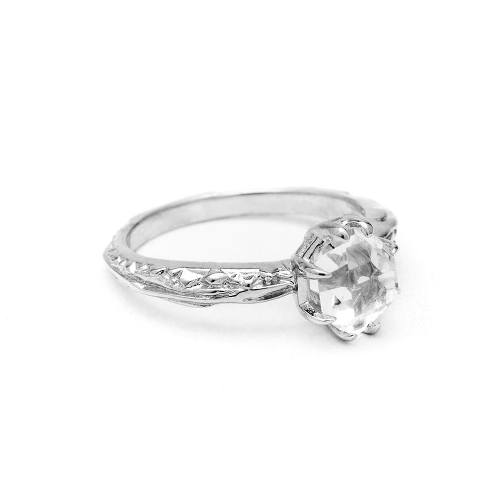 RAW MATRIX SOLITAIRE RING | SILVER & HERKIMER - AngelaMonacojewelry
