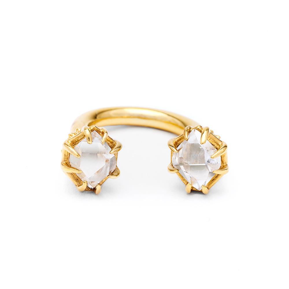 STATEMENT PASSAGE RING | 14k GOLD & HERKIMER - AngelaMonacojewelry
