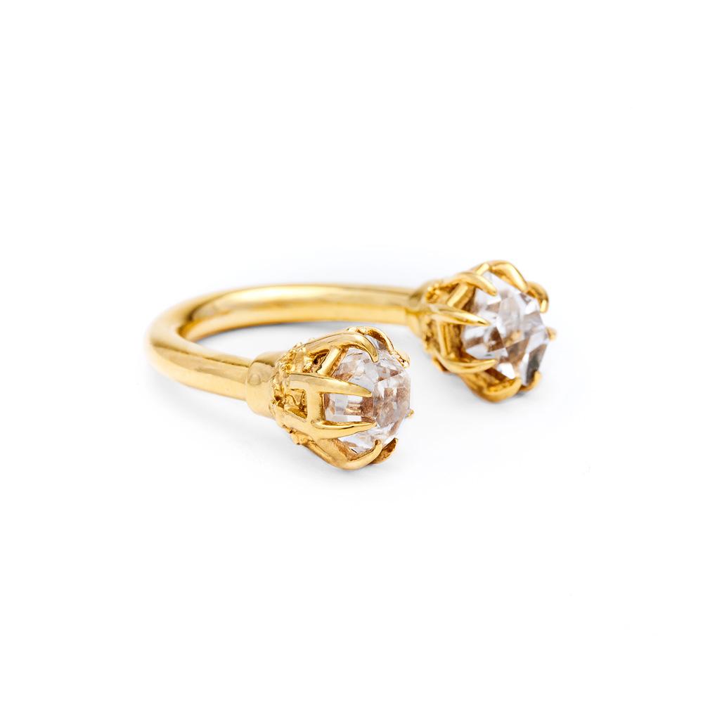 STATEMENT PASSAGE RING | 14k GOLD & HERKIMER - AngelaMonacojewelry