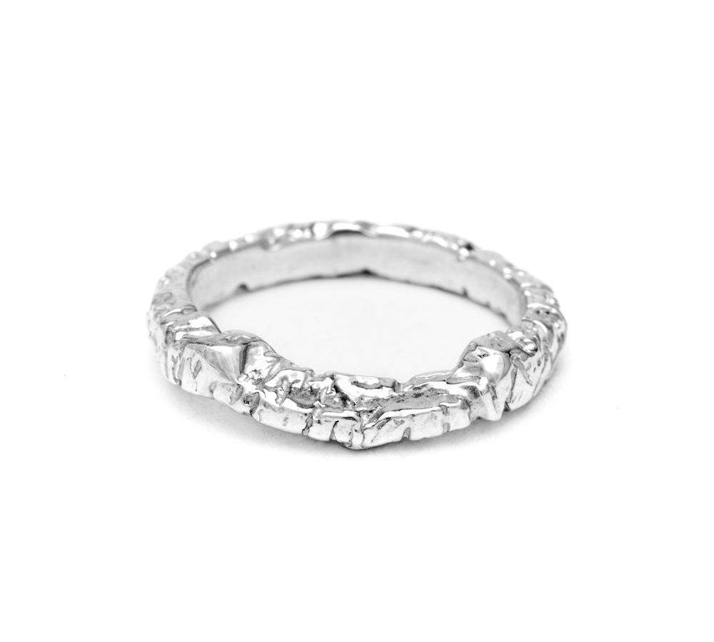 STONE AGE CONTOUR BAND | SILVER - AngelaMonacojewelry