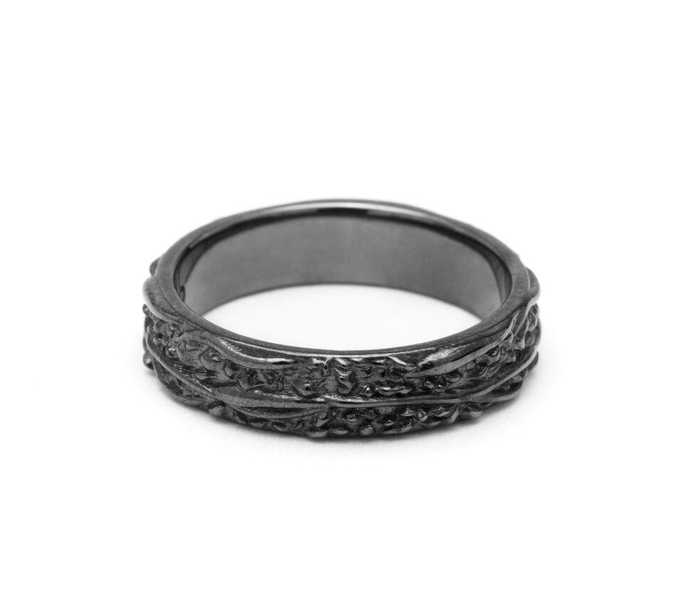 Rings - WIDE MATRIX BAND | BLACK RHODIUM