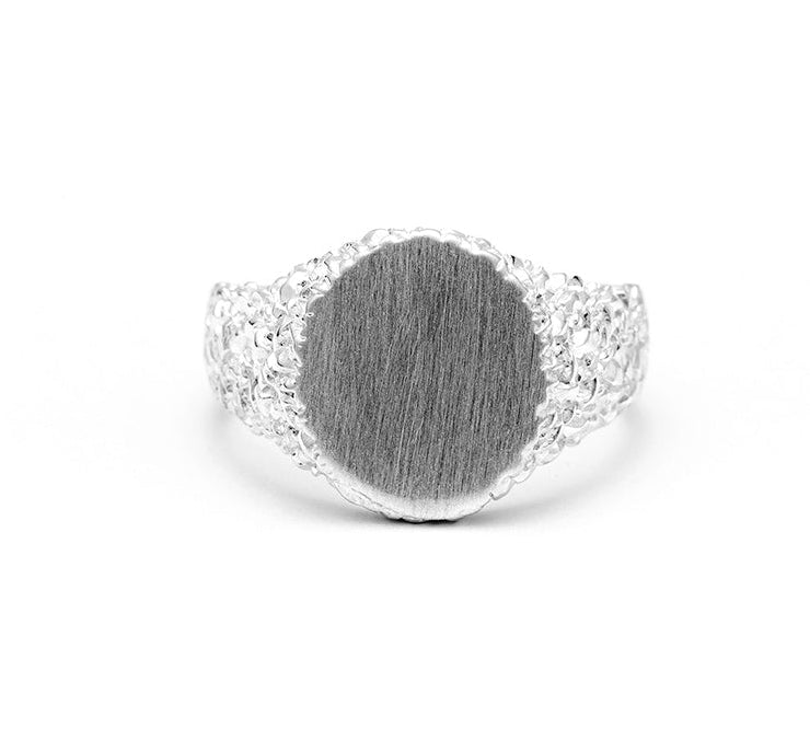 NEW | ROCKY SIGNET RING | SILVER - AngelaMonacojewelry