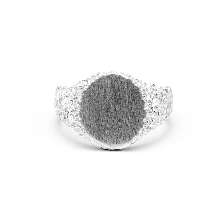 NEW | ROCKY SIGNET RING | SILVER - AngelaMonacojewelry