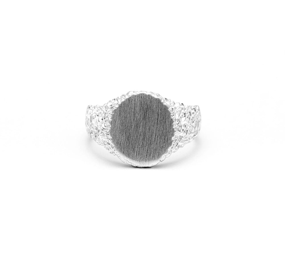 NEW | ROCKY SIGNET RING | SILVER - AngelaMonacojewelry