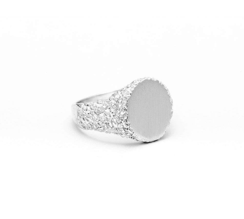 NEW | ROCKY SIGNET RING | SILVER - AngelaMonacojewelry