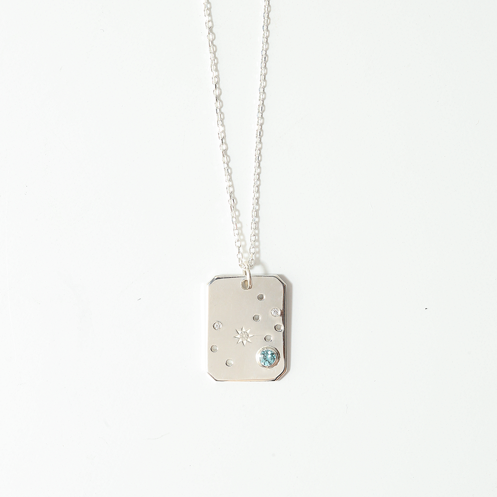 angela monaco jewelry philadelphia jeweler blue topaz scorpio zodiac constellation pendant sterling silver white diamond