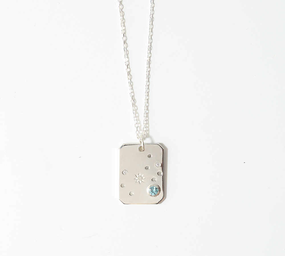 angela monaco jewelry philadelphia jeweler blue topaz scorpio zodiac constellation pendant sterling silver white diamond