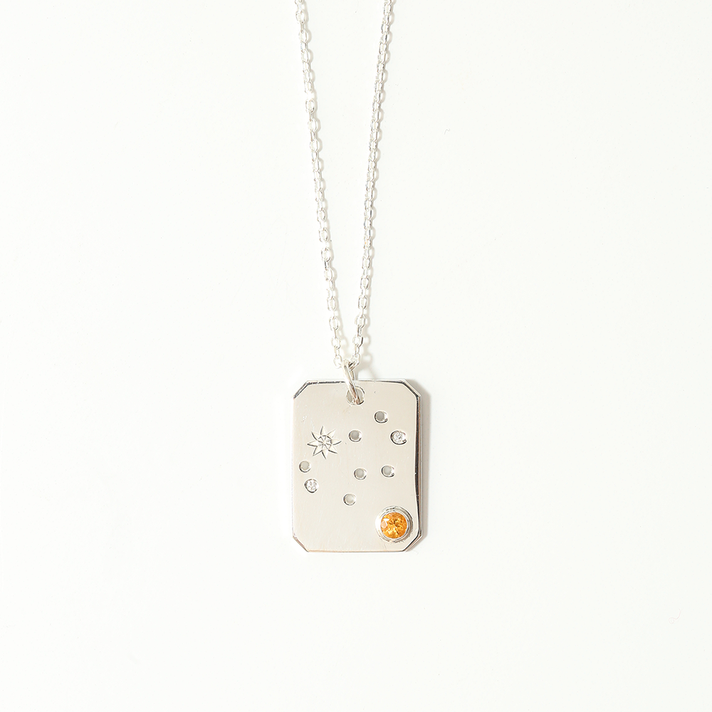 angela monaco jewelry philadelphia jeweler sterling silver citrine virgo zodiac constellation necklace white diamonds