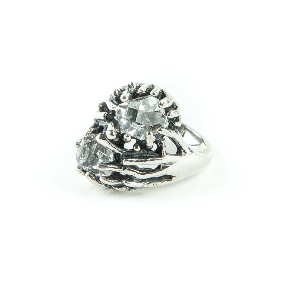 THISTLE RING | SILVER & HERKIMER - AngelaMonacojewelry