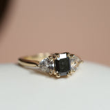 THREE STONE ENCHANTMENT RING | BLACK DIAMOND & HERKIMER