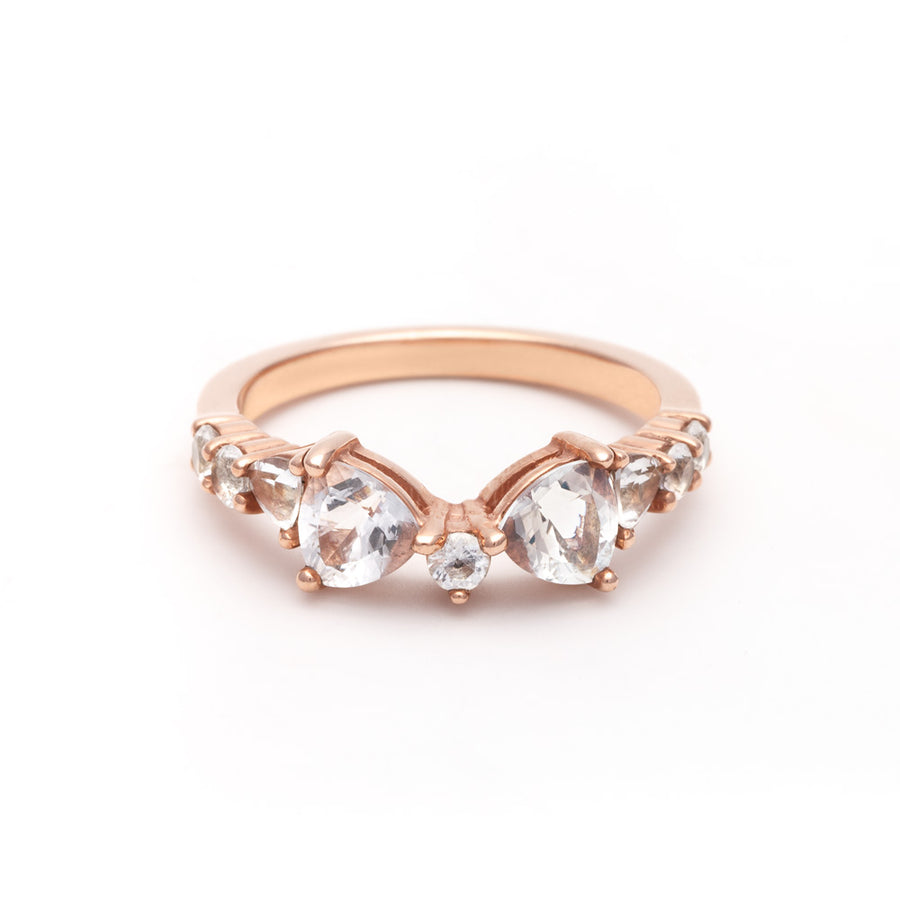 TRILLION PRAXIS CONTOUR BAND | ROSE GOLD & HERKIMER - AngelaMonacojewelry