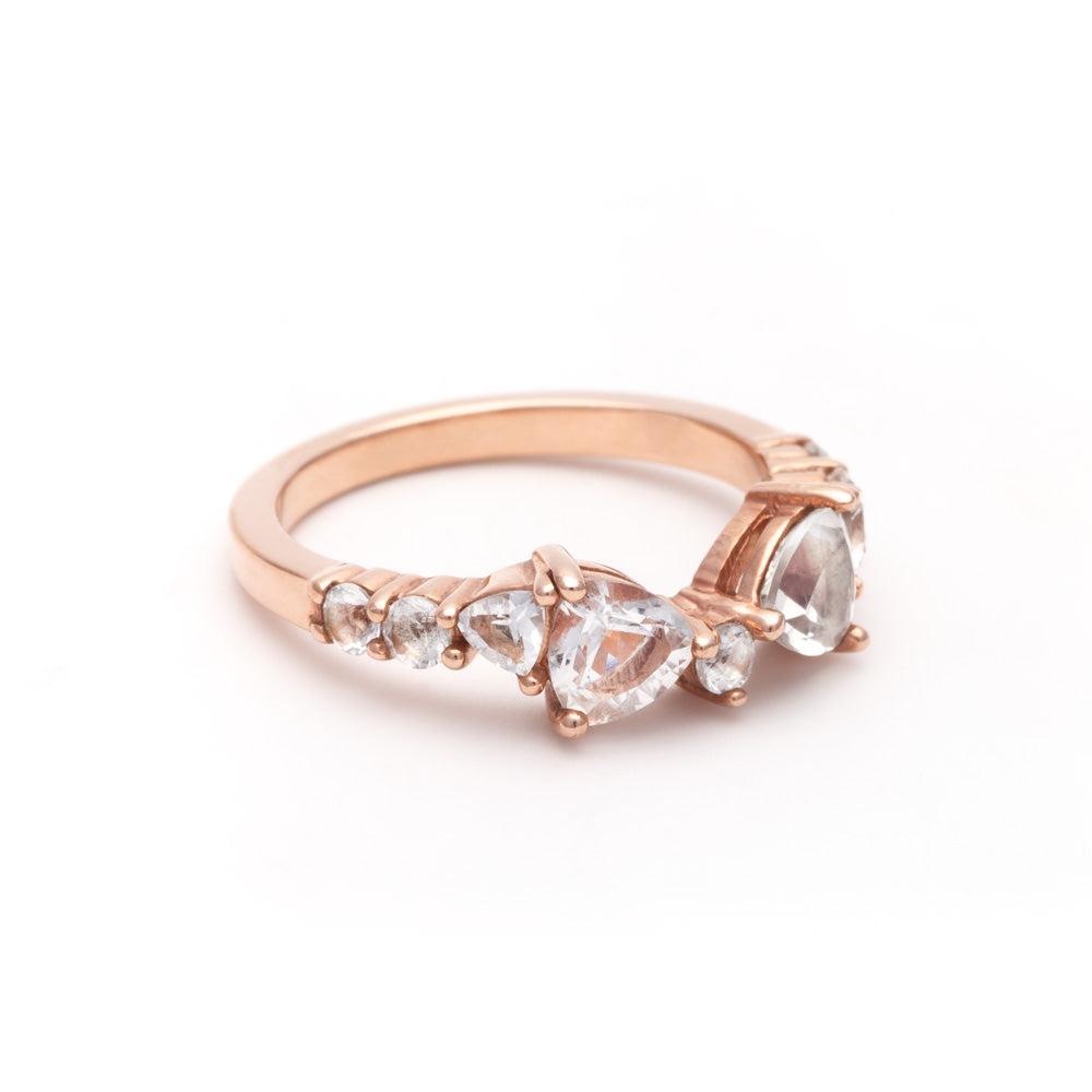 TRILLION PRAXIS CONTOUR BAND | ROSE GOLD & HERKIMER - AngelaMonacojewelry