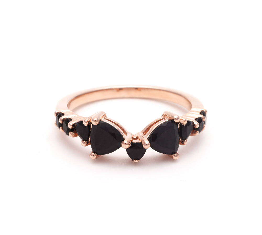 TRILLION PRAXIS CONTOUR BAND | ROSE GOLD & ONYX - AngelaMonacojewelry