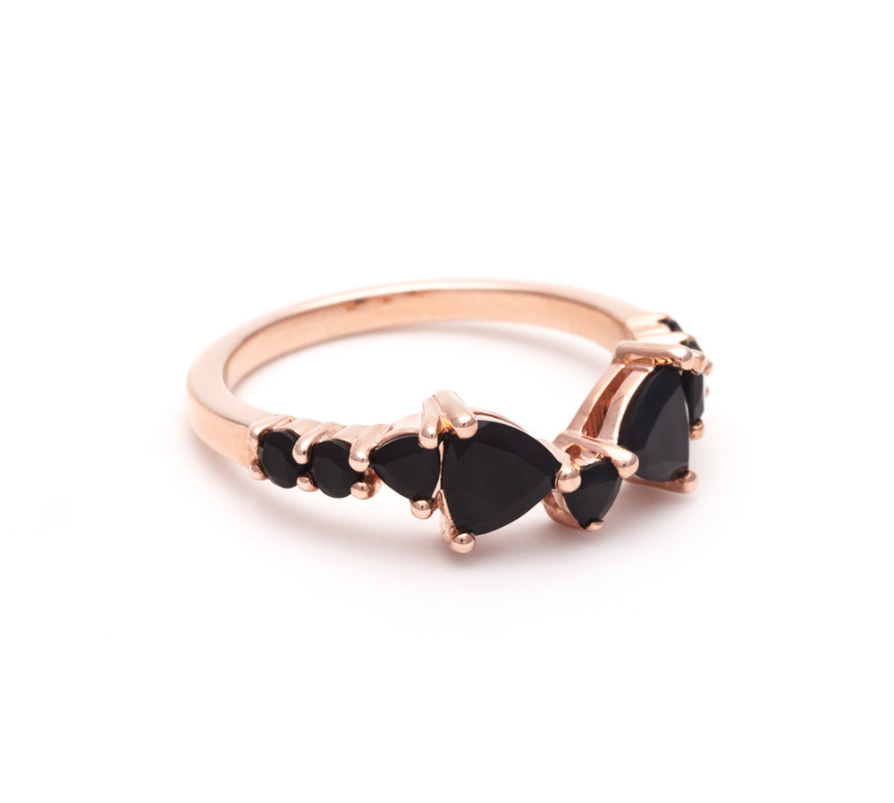 TRILLION PRAXIS CONTOUR BAND | ROSE GOLD & ONYX - AngelaMonacojewelry